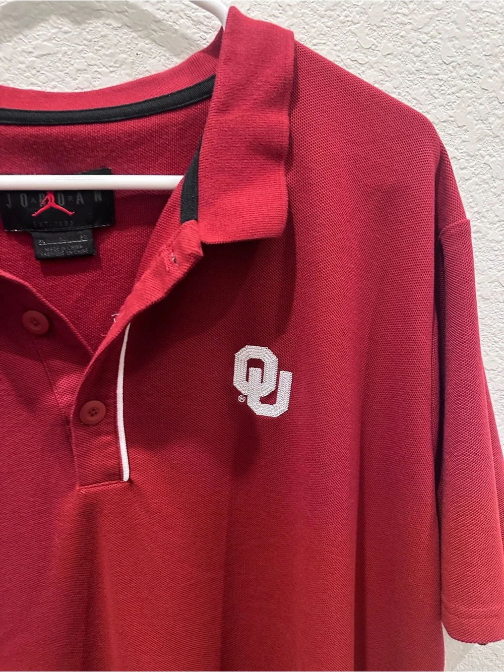 Jordan Oklahoma Sooners Mens XL Polo Shirt‎ Crimson Red NCAA OU Sportswear